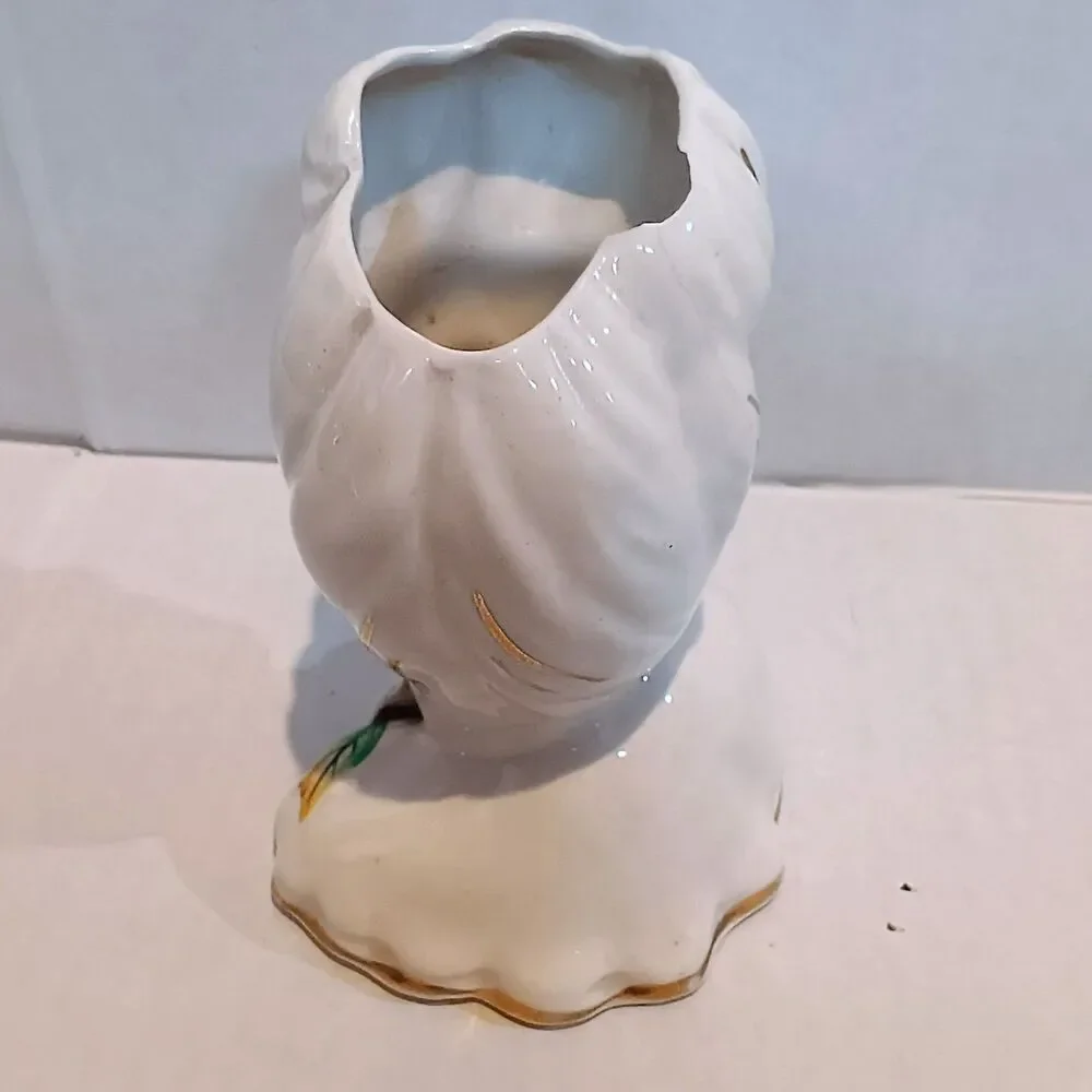 Vintage Glamour Girl Porcelain Head Vase-1950s-Applied Rose-Gold Accents - Picture 3 of 10